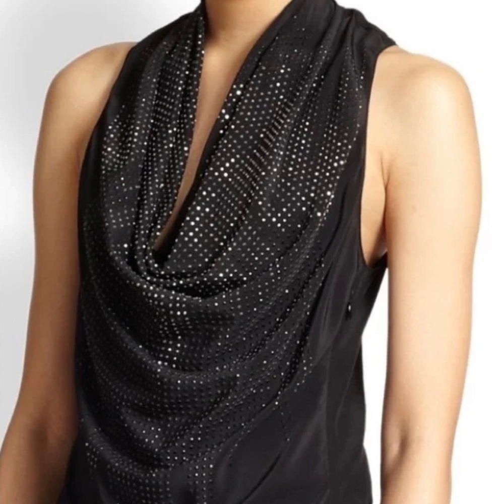 RAMY Brook - Debi Draped Silk Rhinestone Top